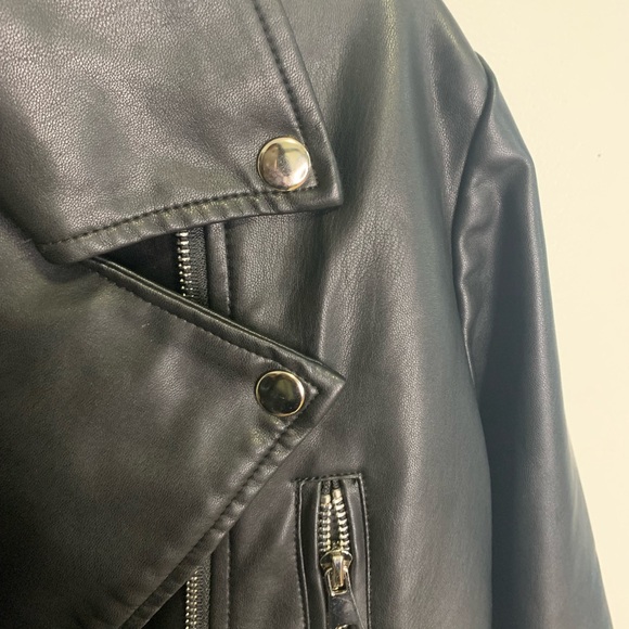 Black Faux Leather Jacket #163 - Picture 7 of 15
